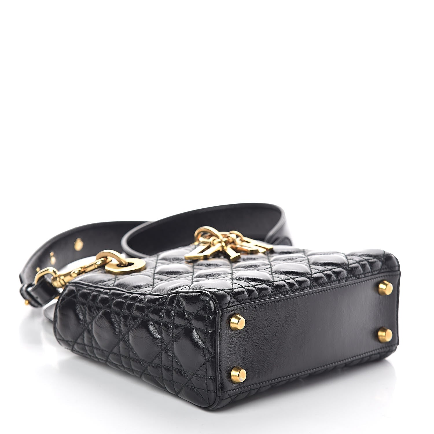 Christian Dior Crinkled Patent Cannage Small Lucky Badges My Lady Dior Black 4 of 13