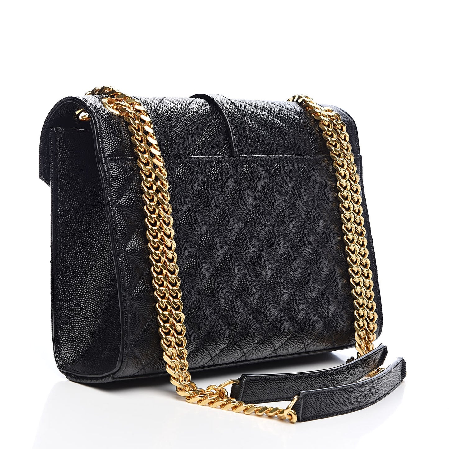 Grain De Poudre Textured Mixed Matelasse Triquilt Medium Monogram Satchel Black