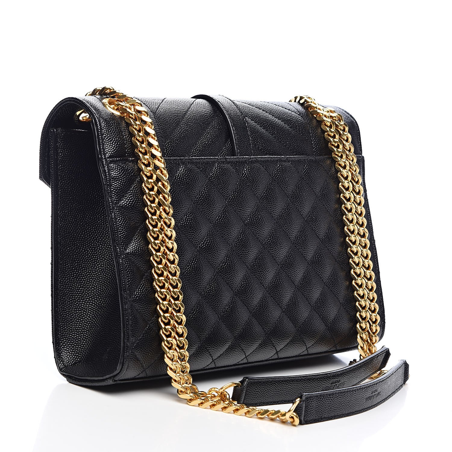 Saint Laurent Grain De Poudre Textured Mixed Matelasse Triquilt Medium Monogram Satchel Black 3 of 10
