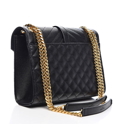 Saint Laurent Grain De Poudre Textured Mixed Matelasse Triquilt Medium Monogram Satchel Black 3 of 10