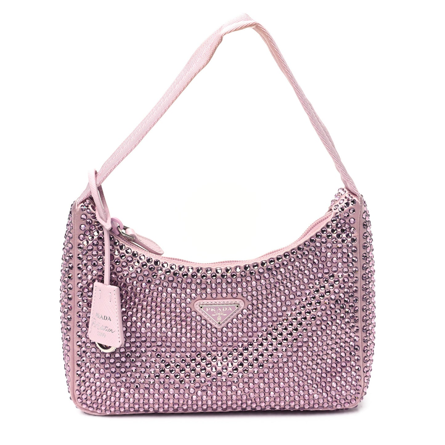 Satin Crystal Mini Re-Edition 2000 Bag Alabastro