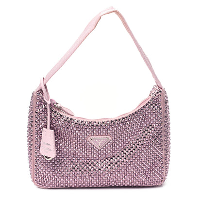 Prada Satin Crystal Mini Re-Edition 2000 Bag Alabastro 1 of 9