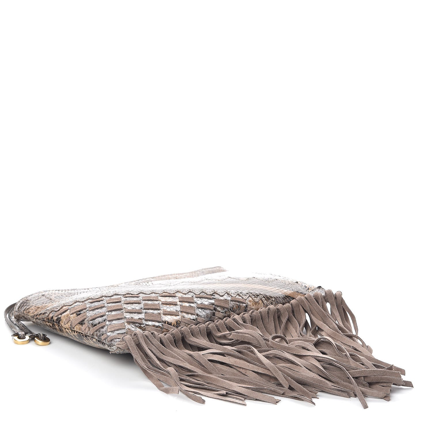 Jimmy Choo Snakeskin Suede Fringe Tita Convertible Clutch 4 of 8