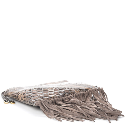 Jimmy Choo Snakeskin Suede Fringe Tita Convertible Clutch 4 of 8