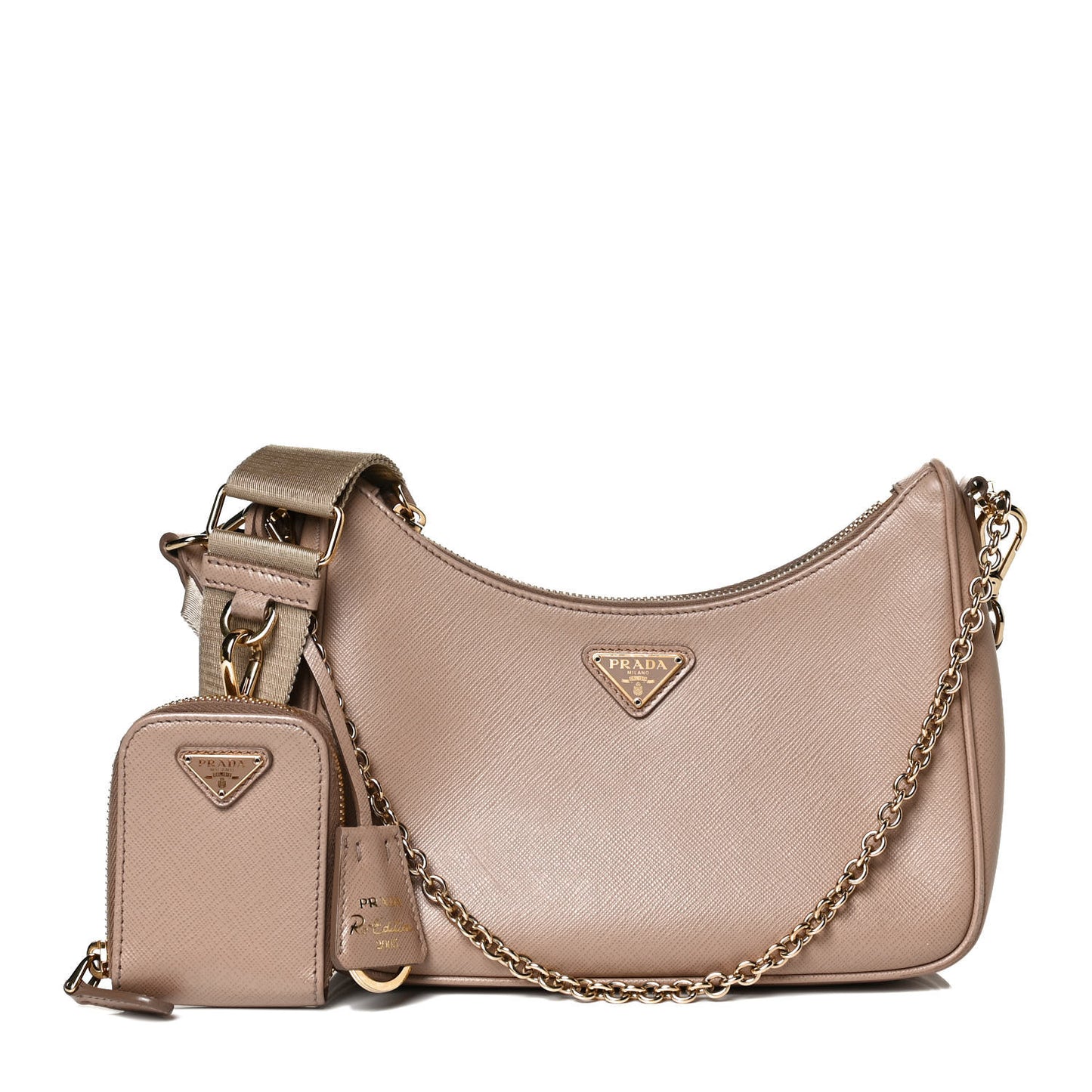 Saffiano Re-Edition 2005 Shoulder Bag Cammeo Beige
