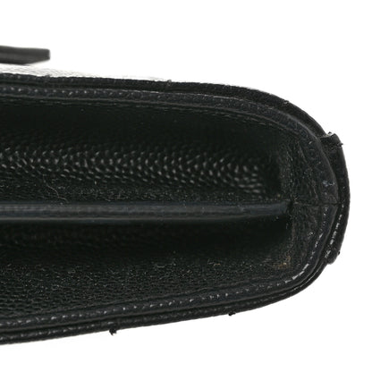 Saint Laurent Grain De Poudre Matelasse Chevron Monogram Chain Wallet Black 14 of 14