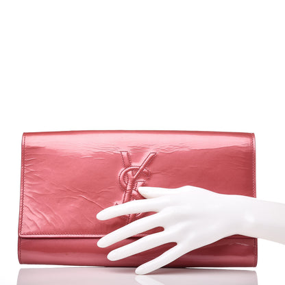 Saint Laurent Patent Large Belle De Jour Clutch Pink 2 of 14
