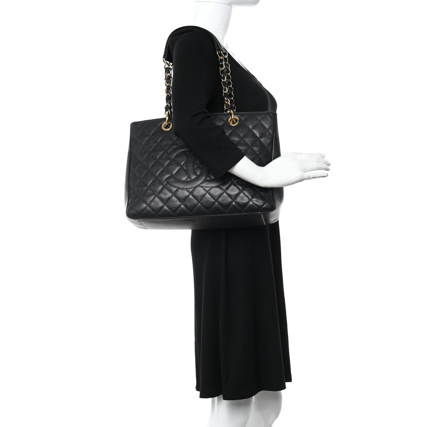 Caviar Quilted Grand Shopping Tote GST Black
