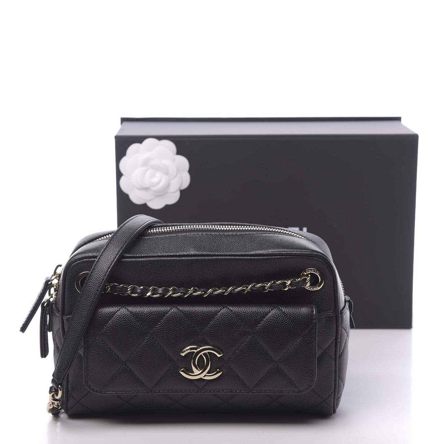 Caviar Quilted Small In & Out Camera Case Black