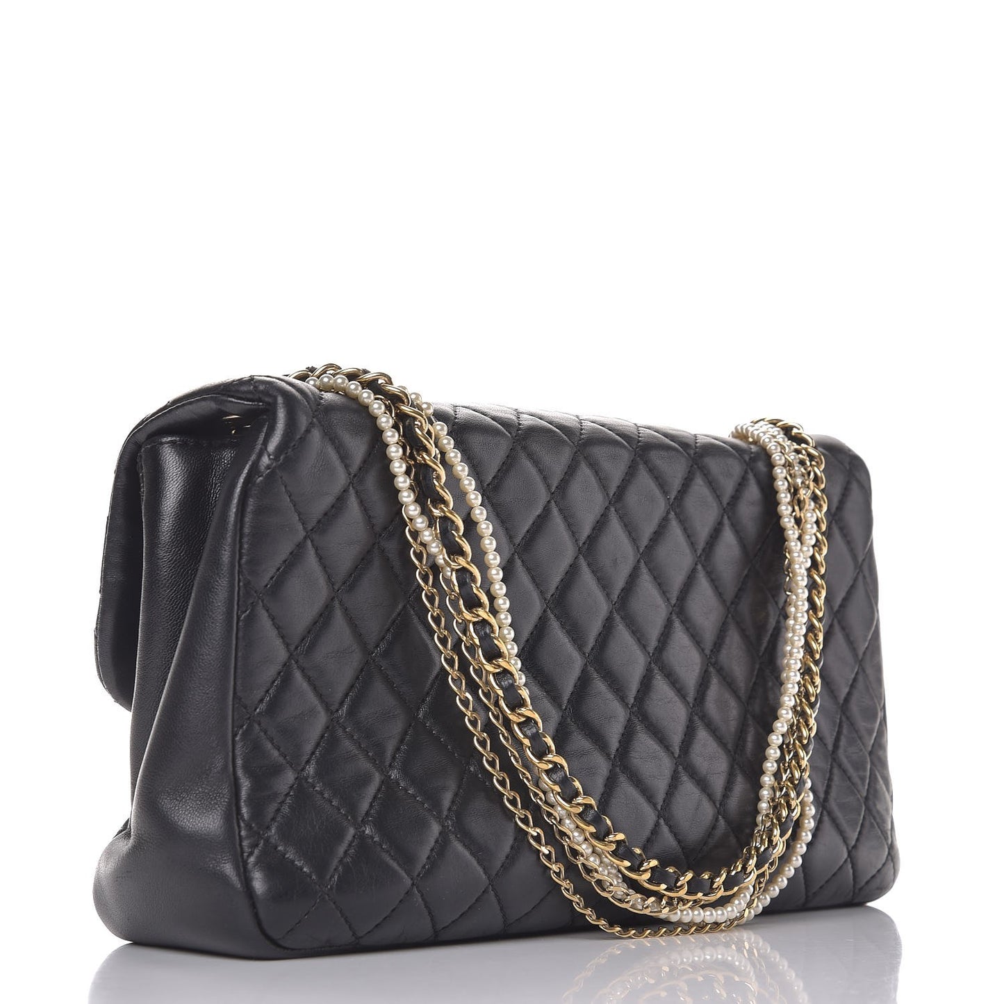 Lambskin Medium Westminster Pearl Flap Black