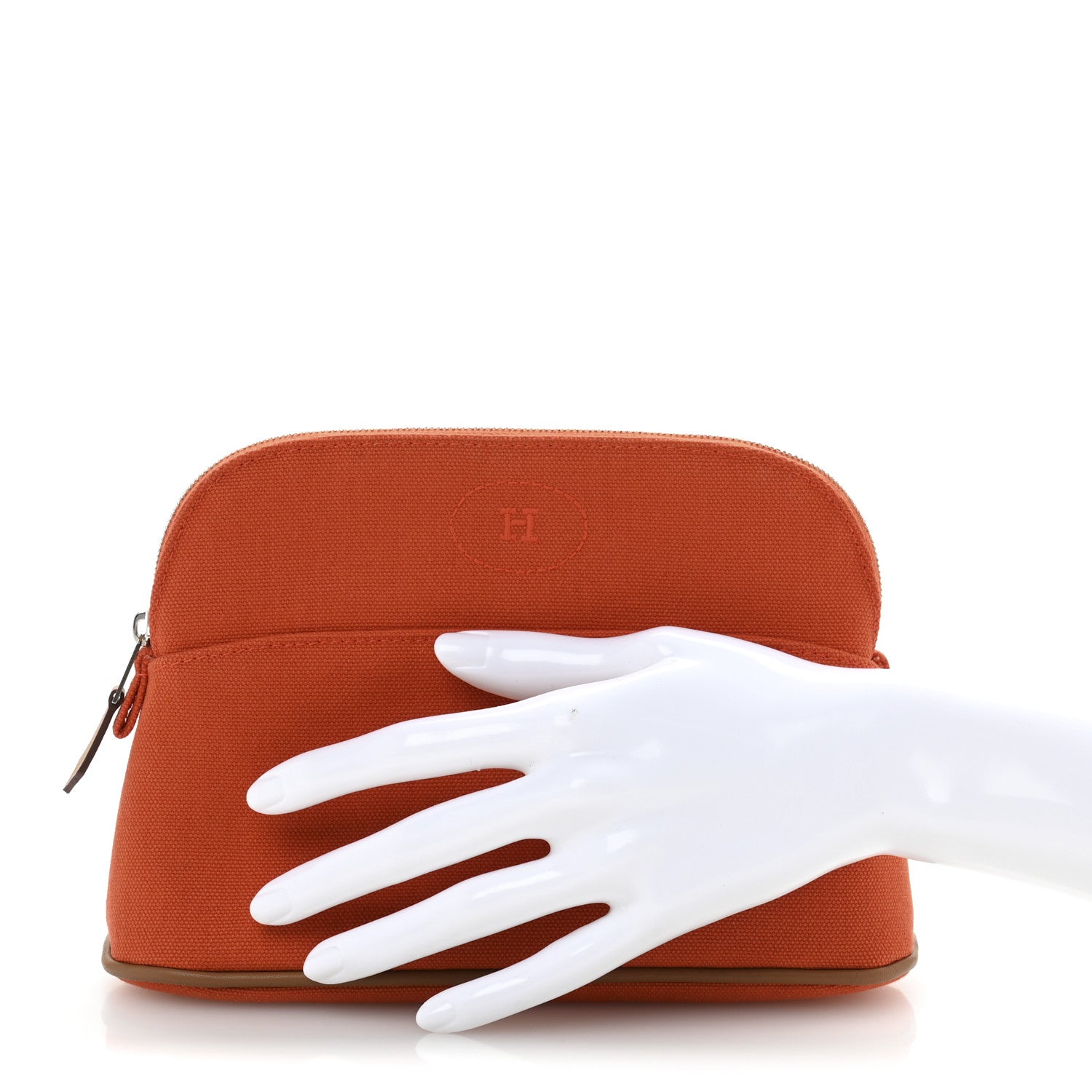 Hermes Cotton Canvas Mini Bolide Travel Cosmetic Pouch Feu 2 of 7