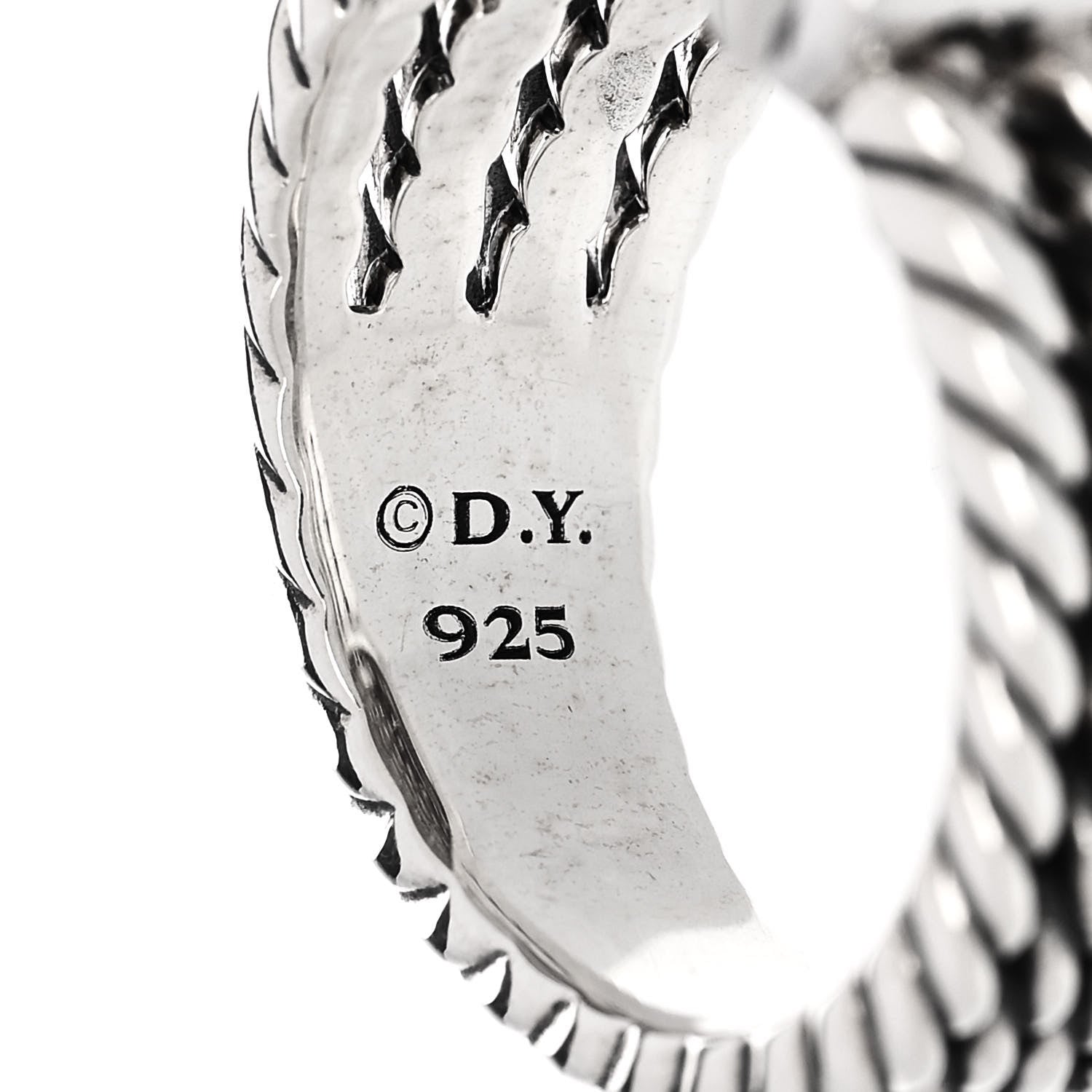 David Yurman Sterling Silver Diamond 16mm Wheaton Ring 57 8 5 of 6