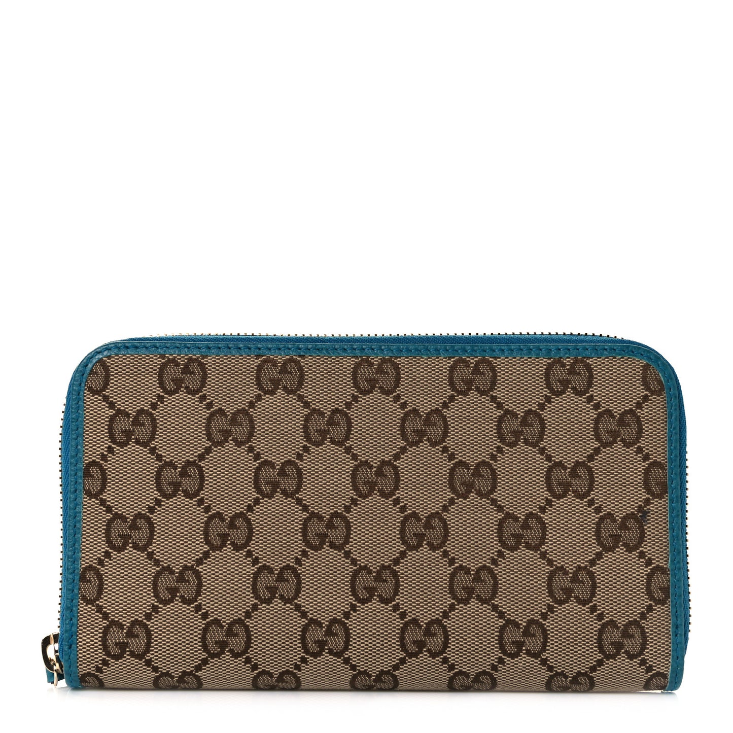 Monogram Dollar Calfskin Zip Around Wallet Beige Ebony Deep Cobalt