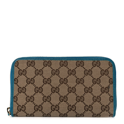 Gucci Monogram Dollar Calfskin Zip Around Wallet Beige Ebony Deep Cobalt 1 of 9