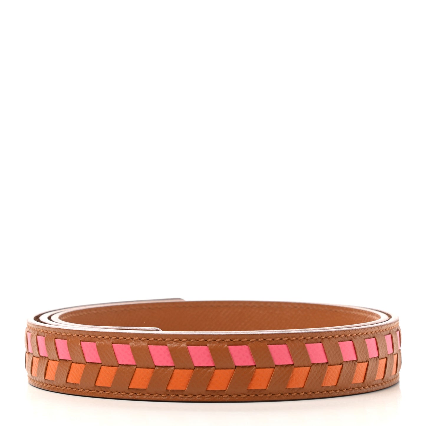 Epsom 25mm Tressage Shoulder Strap Abricot Rose Azalee Gold