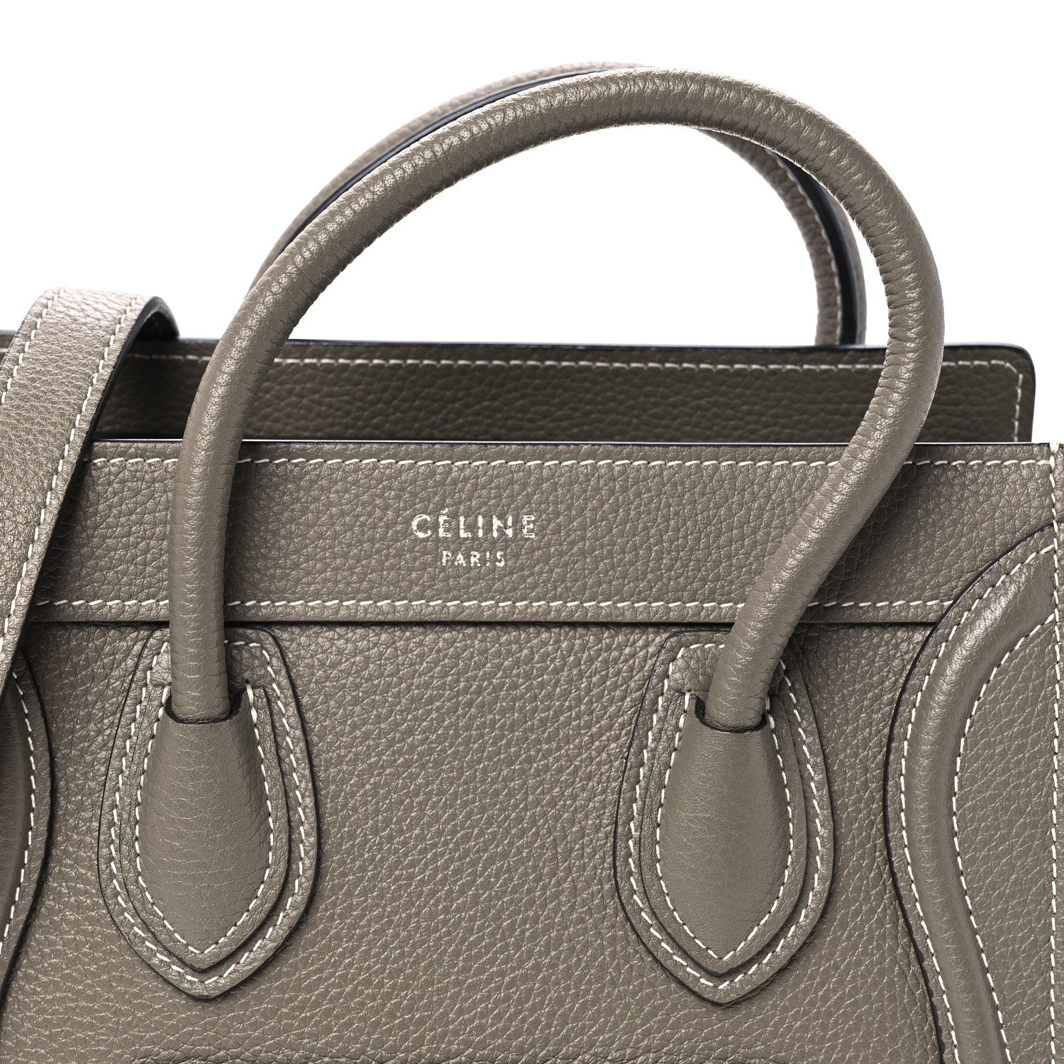 Celine Drummed Calfskin Nano Luggage Souris 8 of 11