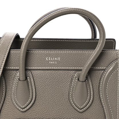 Celine Drummed Calfskin Nano Luggage Souris 8 of 11