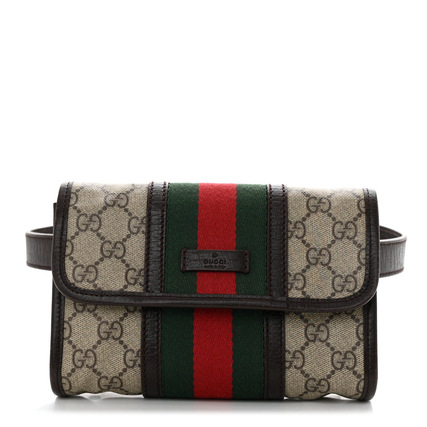 GG Monogram Plus Web Belt Bag Dark Brown