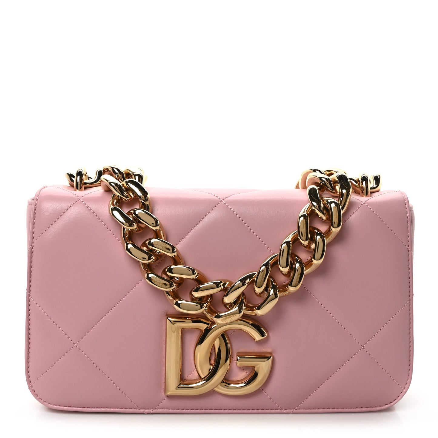 Nappa Quilted 3.5 Medium Chain Bag Pink