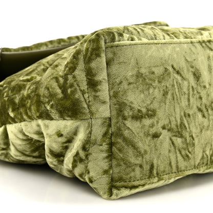 Saint Laurent Crushed Velvet Quilted Small Loulou Puffer Monogram Chain Satchel Green 10 of 10