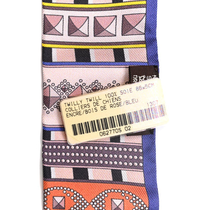Hermes Silk Colliers de Chiens Twilly Encre Bois De Rose Bleu 2 of 4