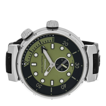 Louis Vuitton Stainless Steel Rubber 44mm Tambour Street Diver Automatic Watch Urban Green 2 of 5