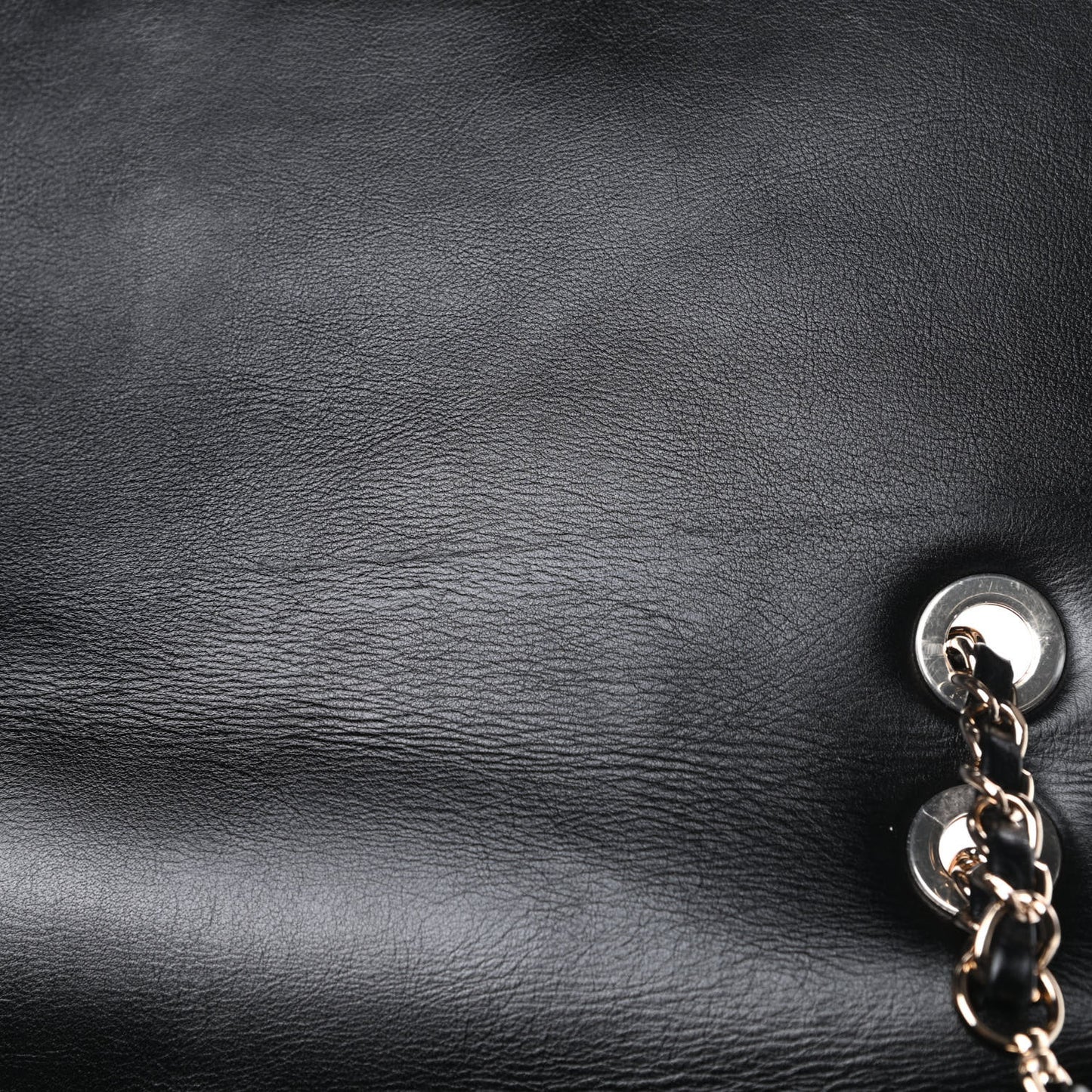 Crumpled Calfskin Quilted Large Chain All Over Flap Bag Black