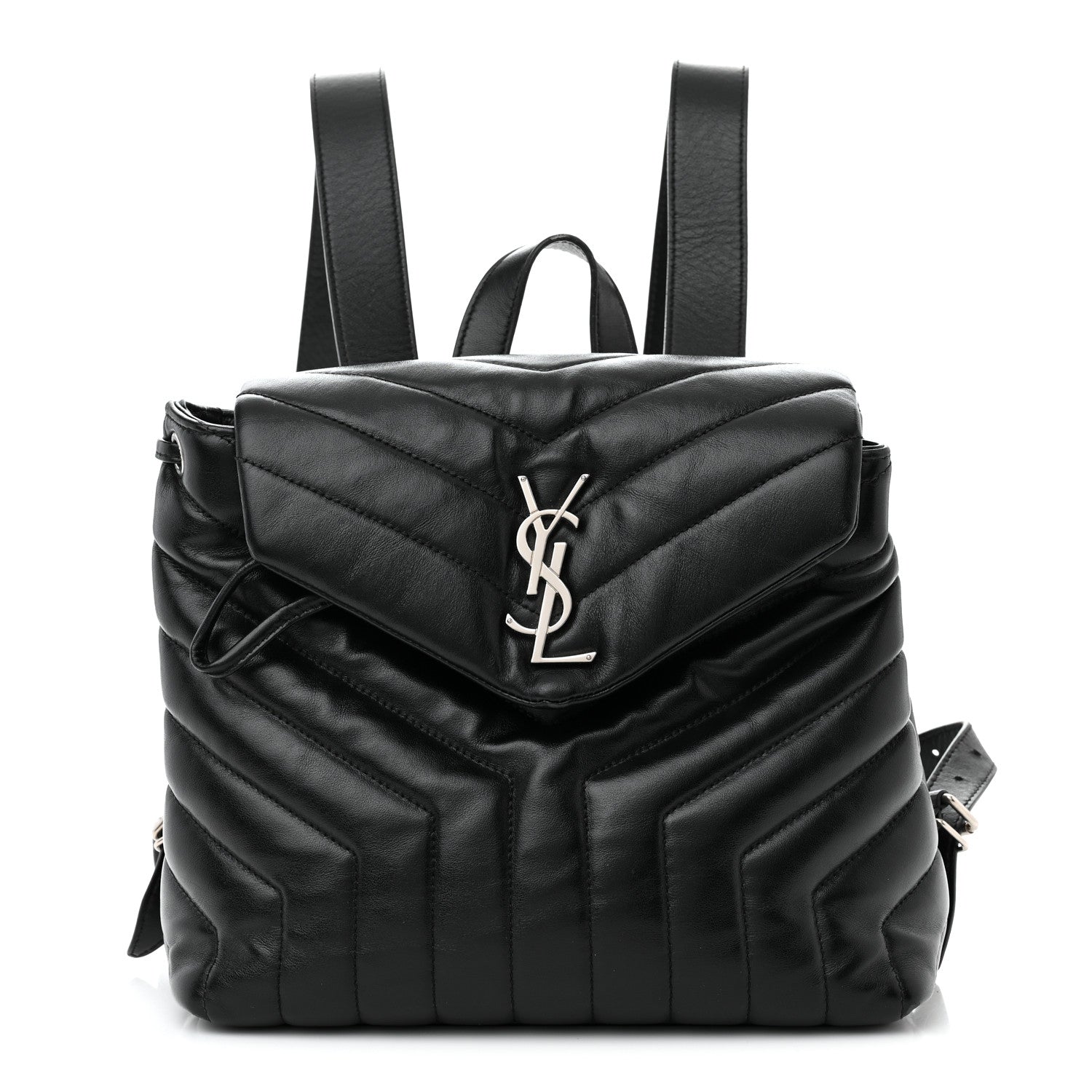 Saint Laurent Calfskin Y Quilted Monogram Small Loulou Backpack Black 1 of 10