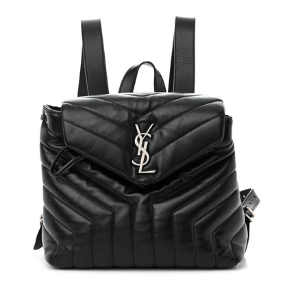 Saint Laurent Calfskin Y Quilted Monogram Small Loulou Backpack Black 1 of 10