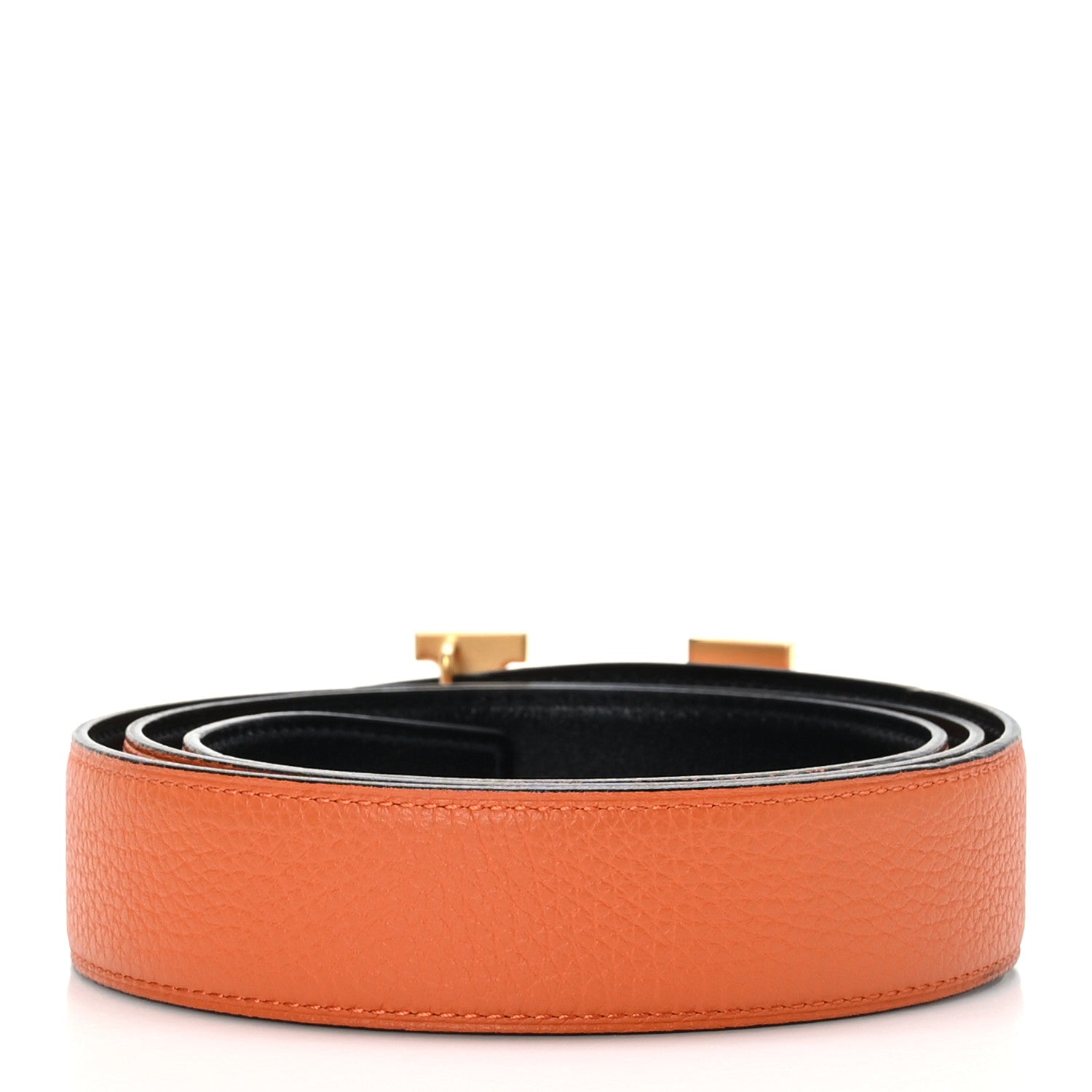 Hermes Box Togo 32mm H Belt 95 38 Black Orange 2 of 6