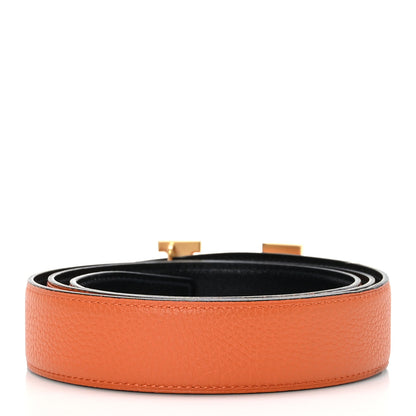 Hermes Box Togo 32mm H Belt 95 38 Black Orange 2 of 6
