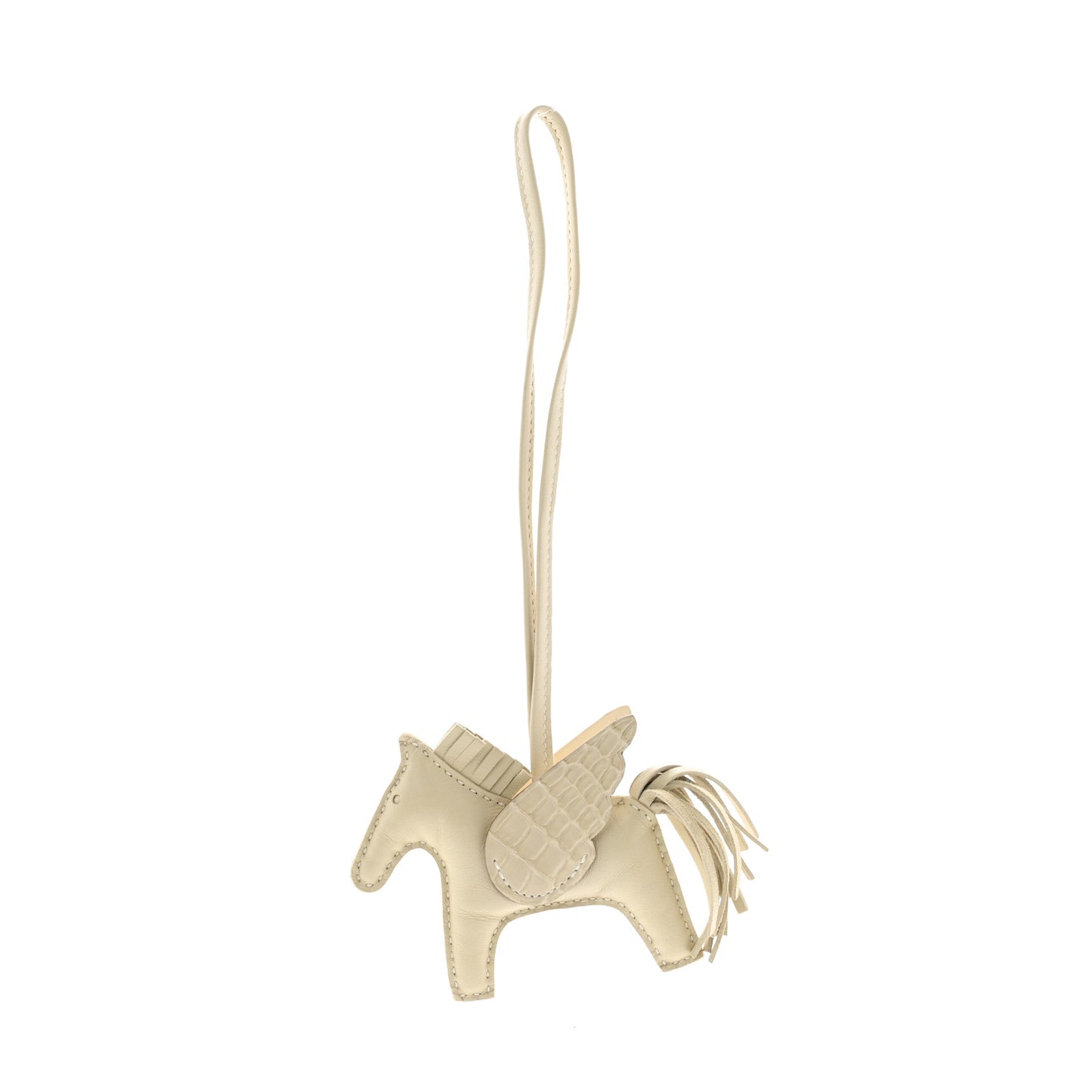 Milo Lambskin Matte Alligator Touch Grigri Rodeo Pegase Horse Bag Charm PM Craie Nata Beton