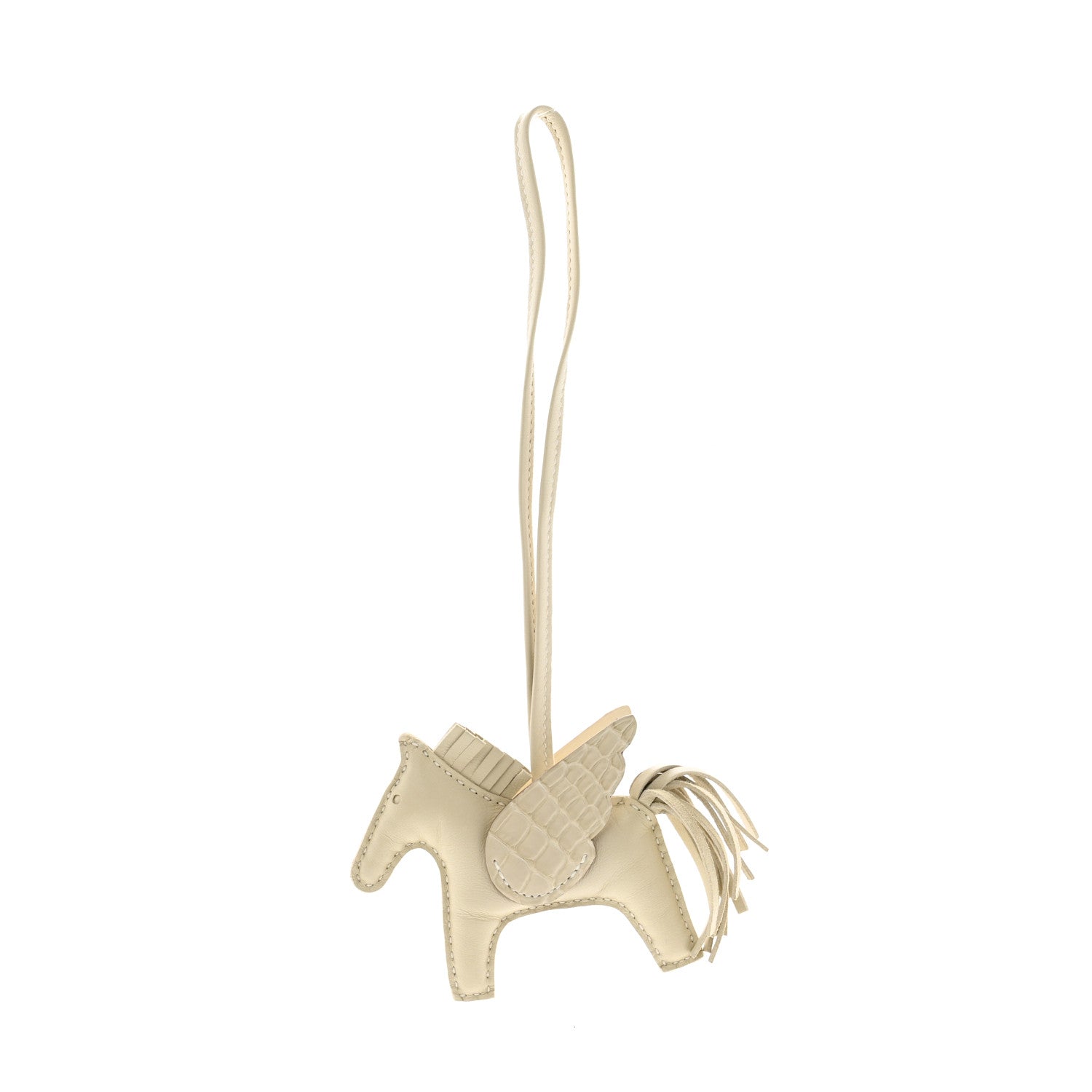 Hermes Milo Lambskin Matte Alligator Touch Grigri Rodeo Pegase Horse Bag Charm PM Craie Nata Beton 1 of 5
