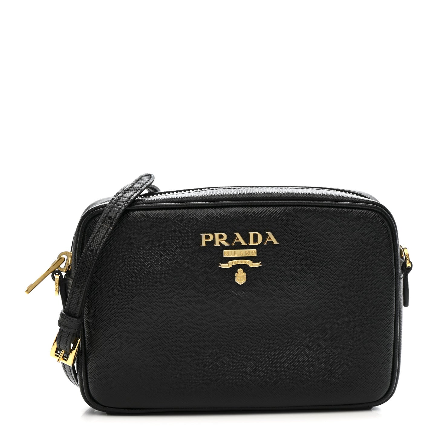 Saffiano Lux Small Camera Crossbody Bag Black