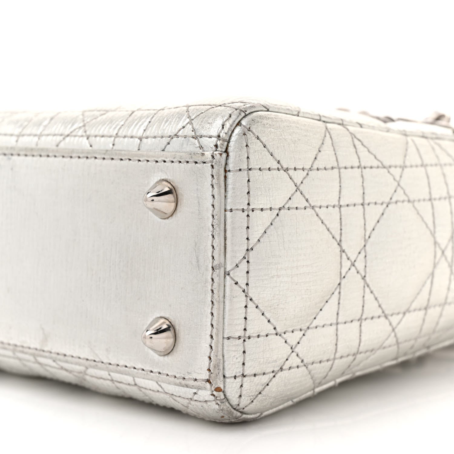 Christian Dior Metallic Grained Calfskin Cannage Small Lucky Badges My Lady Dior Silver 10 of 19