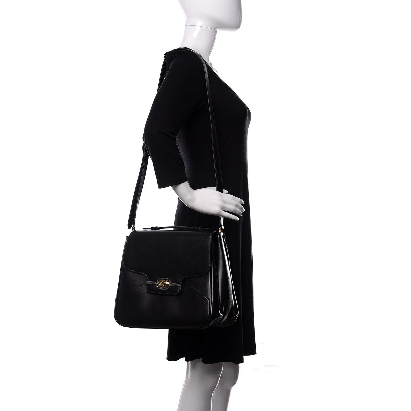 Pienza Calfskin Side Messenger Bag Black