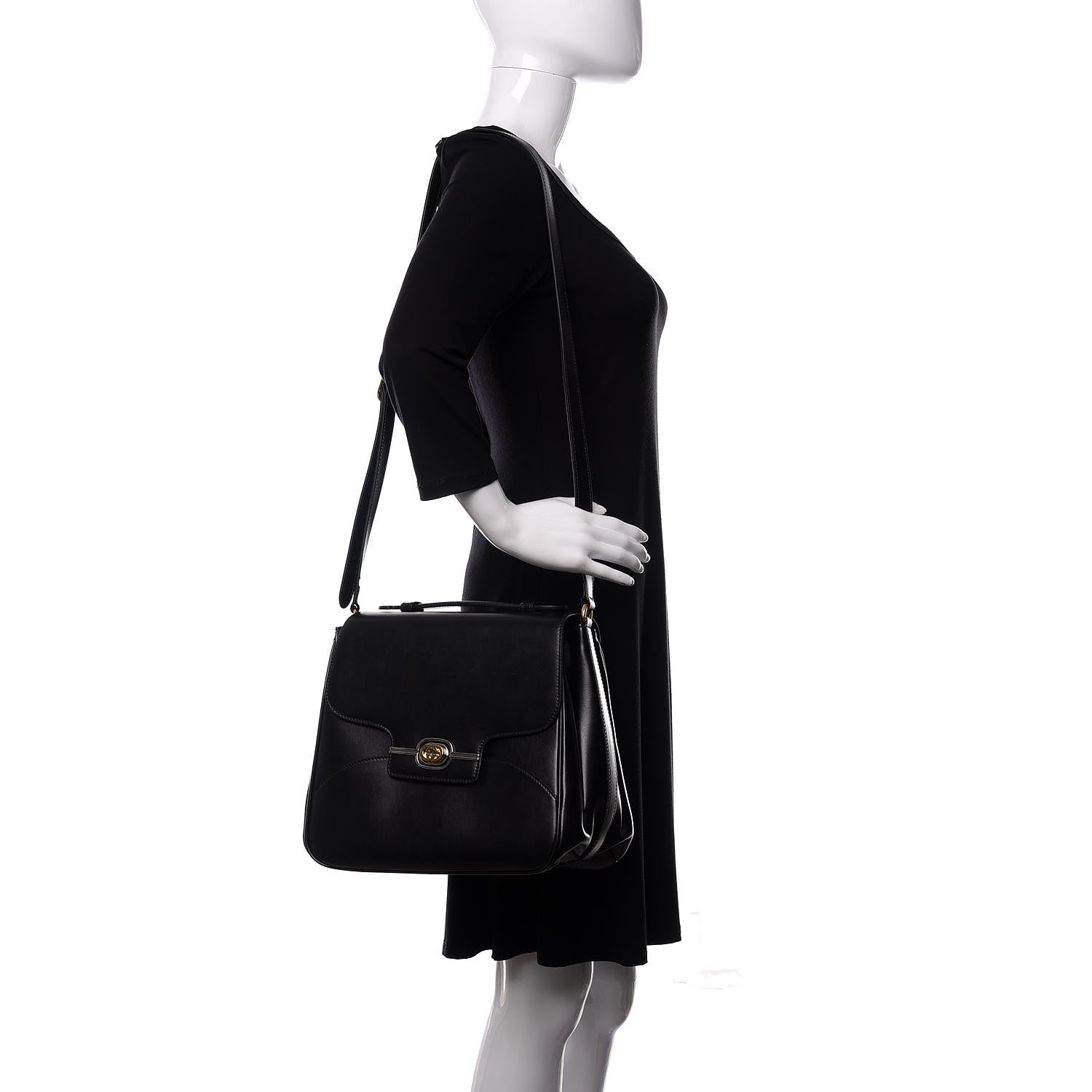 Gucci Pienza Calfskin Side Messenger Bag Black 2 of 11