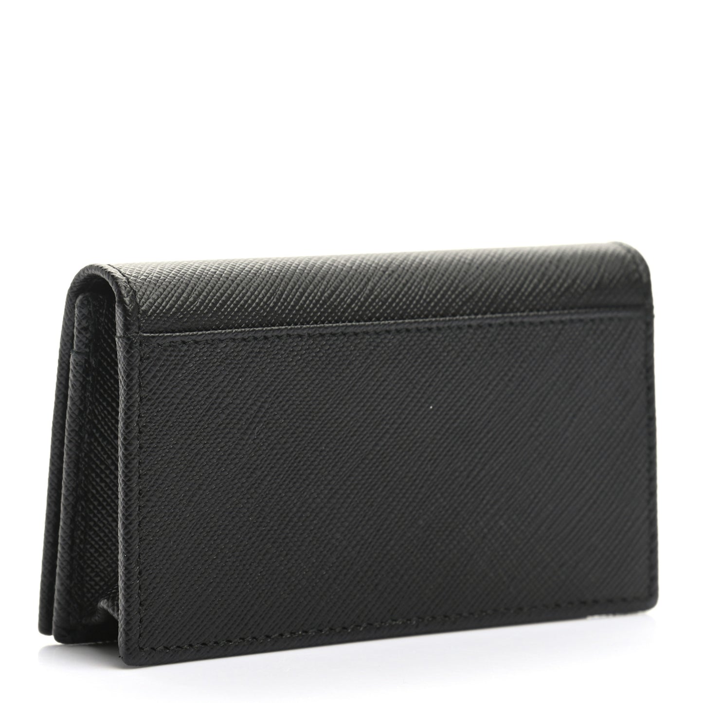 Saffiano Metal Bi-Fold Card Holder Wallet Black