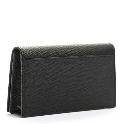 Prada Saffiano Metal Bi-Fold Card Holder Wallet Black 3 of 8