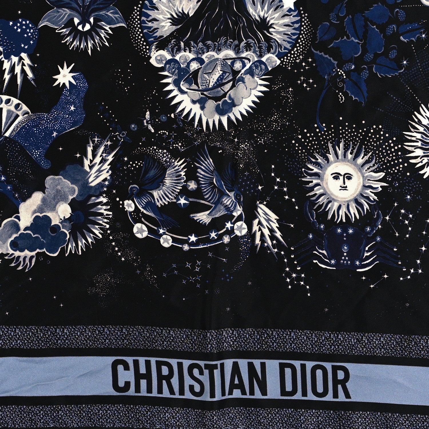 Christian Dior Silk Zodiac Fantastico Square Scarf Blue 2 of 3