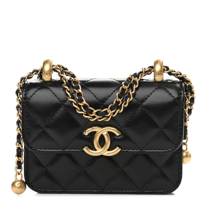 Chanel Calfskin Quilted Perfect Fit Coin Purse With Chain Black 1 of 12