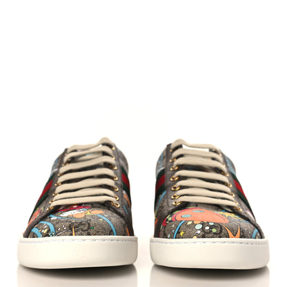 Gucci X DISNEY GG Supreme Monogram Web Donald Duck Womens Ace Sneakers 38.5 Beige New Acero Orange 2 of 9