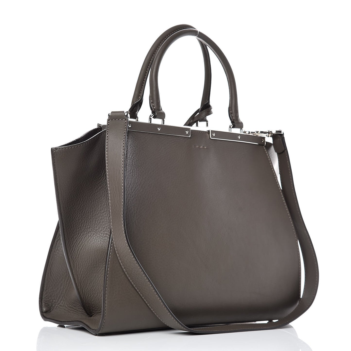 Vitello Pelo Flamingo Crocodile Embossed Petite 3Jours Tote Carbone