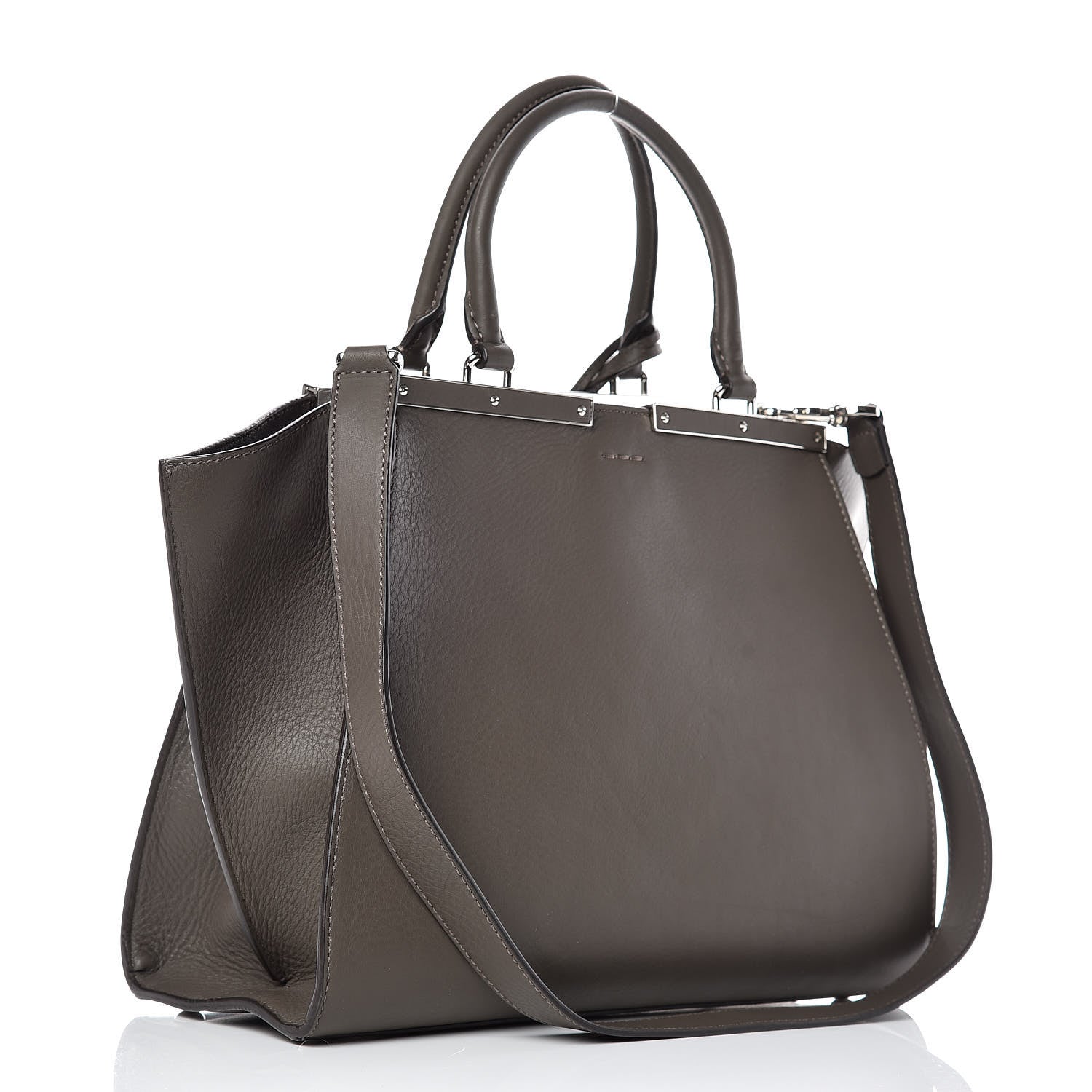 Fendi Vitello Pelo Flamingo Crocodile Embossed Petite 3Jours Tote Carbone 3 of 12