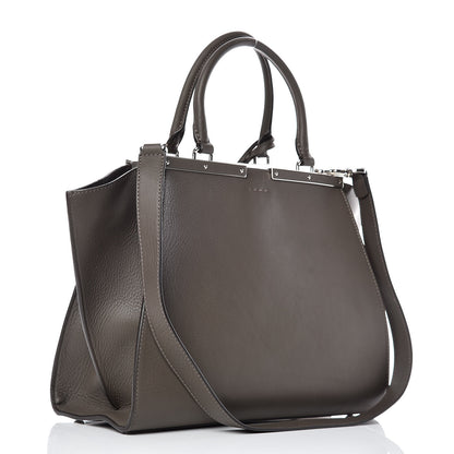 Fendi Vitello Pelo Flamingo Crocodile Embossed Petite 3Jours Tote Carbone 3 of 12