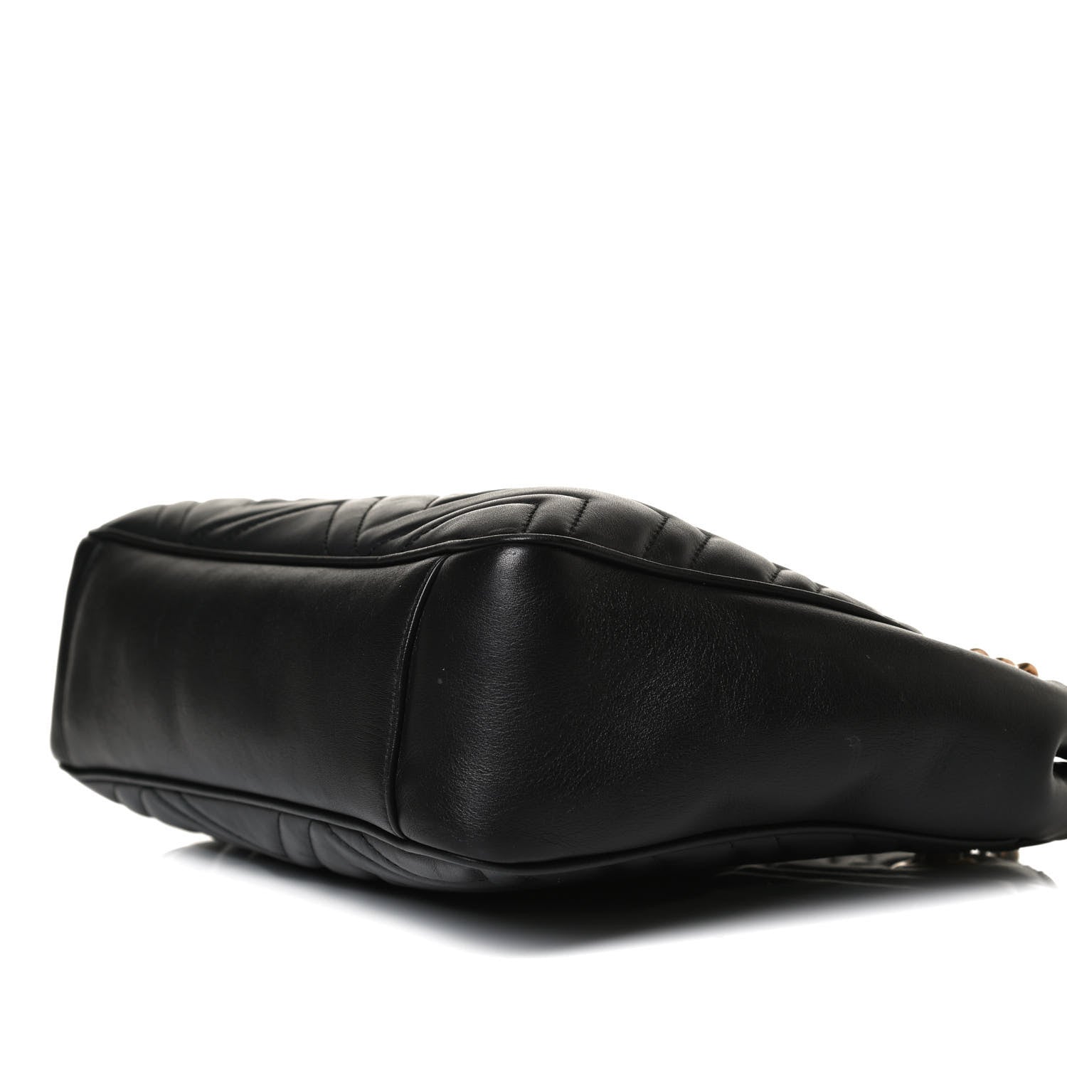 Gucci Calfskin Matelasse Medium GG Marmont Open Top Shoulder Bag Black 10 of 16