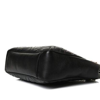 Gucci Calfskin Matelasse Medium GG Marmont Open Top Shoulder Bag Black 10 of 16