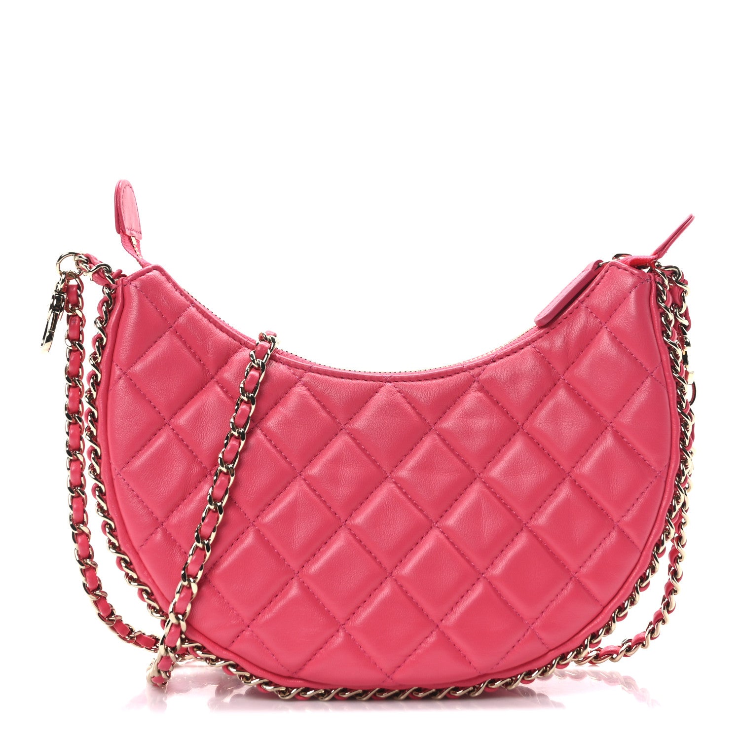 Chanel Lambskin Quilted Small Hobo Bag Dark Pink 1 of 10