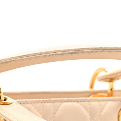 Christian Dior Lambskin Cannage Medium Lady Dior Beige 20 of 22