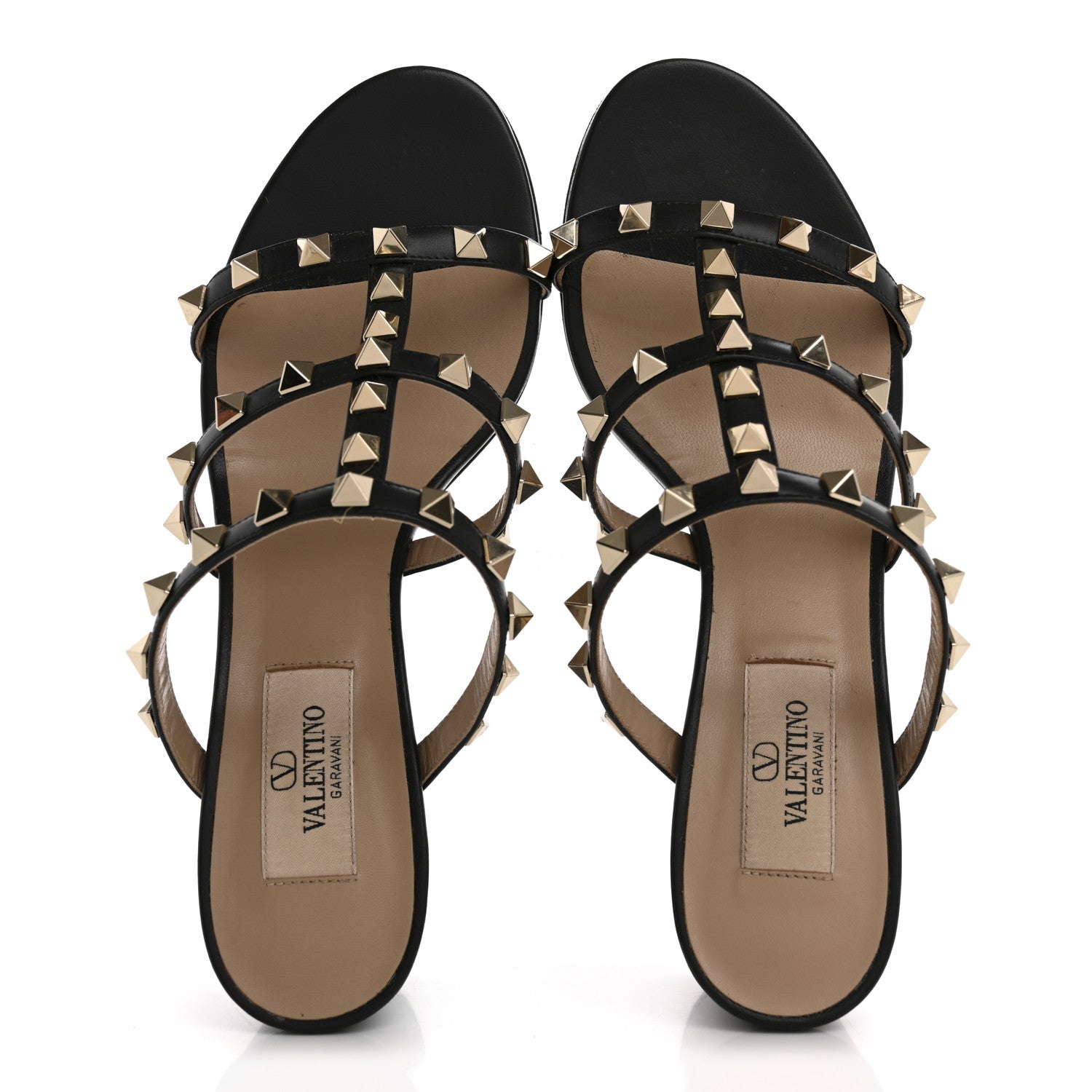Valentino Garavani Calfskin Rockstud 60mm Caged Slide Sandals 36.5 Black 2 of 10